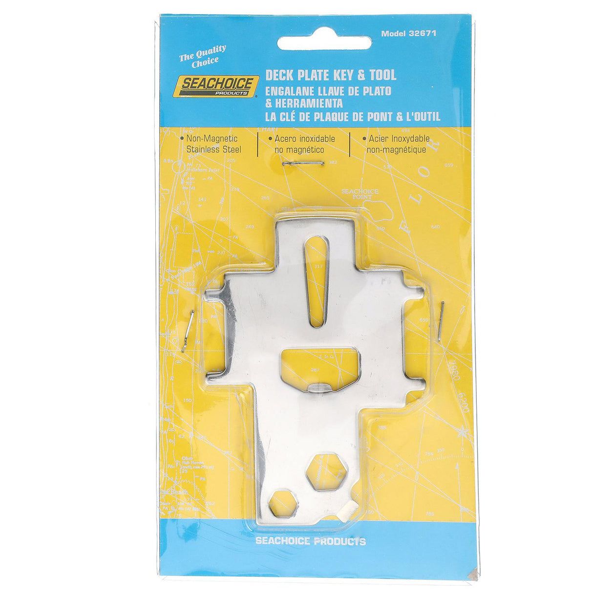Seachoice Universal Non-Magnetic Stainless Steel Marine Boat Deck Plate Key & Tool