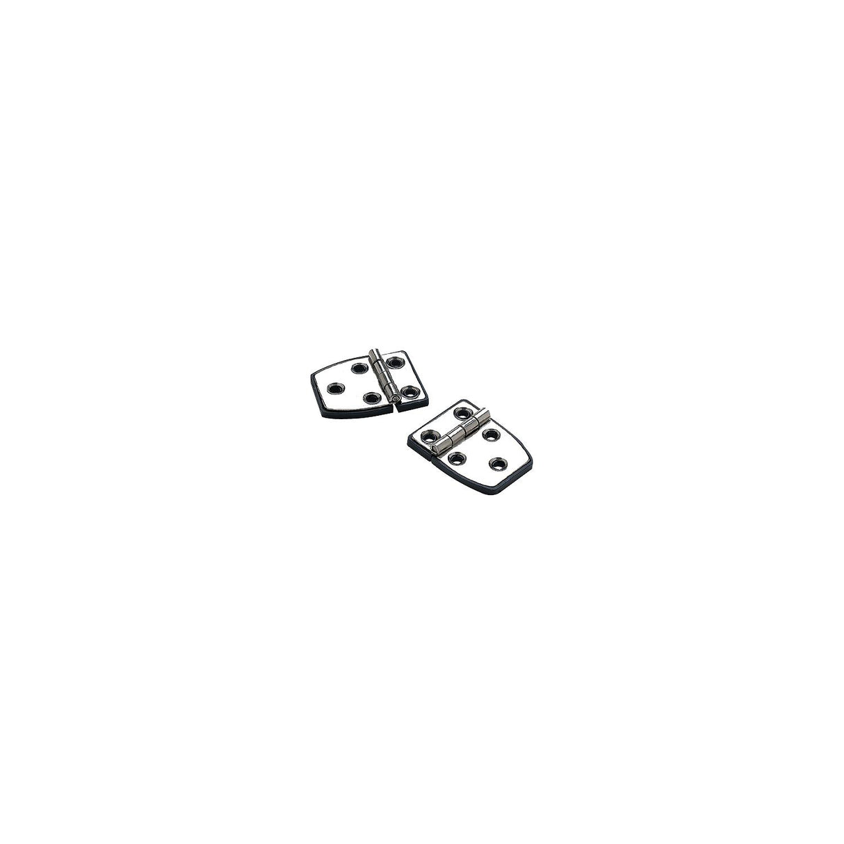 Seachoice 34351 (2) 2-1/4" x 1-1/2" Polished Stainless Steel 3/4" Short Side Hinges with Black Nylon Base Plate