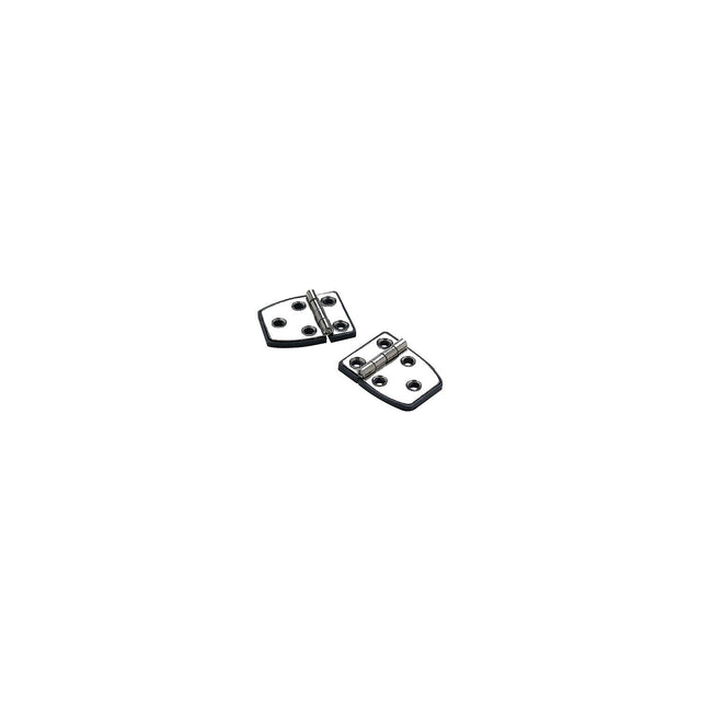 Seachoice 34351 (2) 2-1/4" x 1-1/2" Polished Stainless Steel 3/4" Short Side Hinges with Black Nylon Base Plate