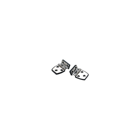 Seachoice 34471 (2) 2-1/4" x 1-1/2" Polished Stainless Steel Offset Short Side Hinges with Black Nylon Base Plate
