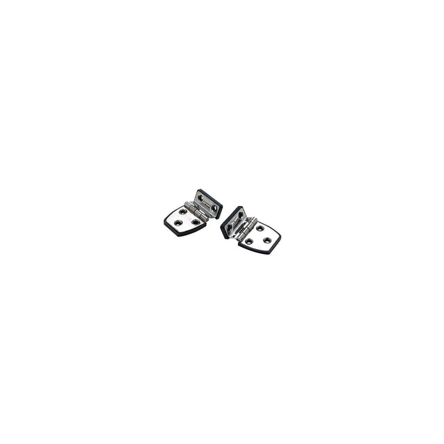 Seachoice 34471 (2) 2-1/4" x 1-1/2" Polished Stainless Steel Offset Short Side Hinges with Black Nylon Base Plate