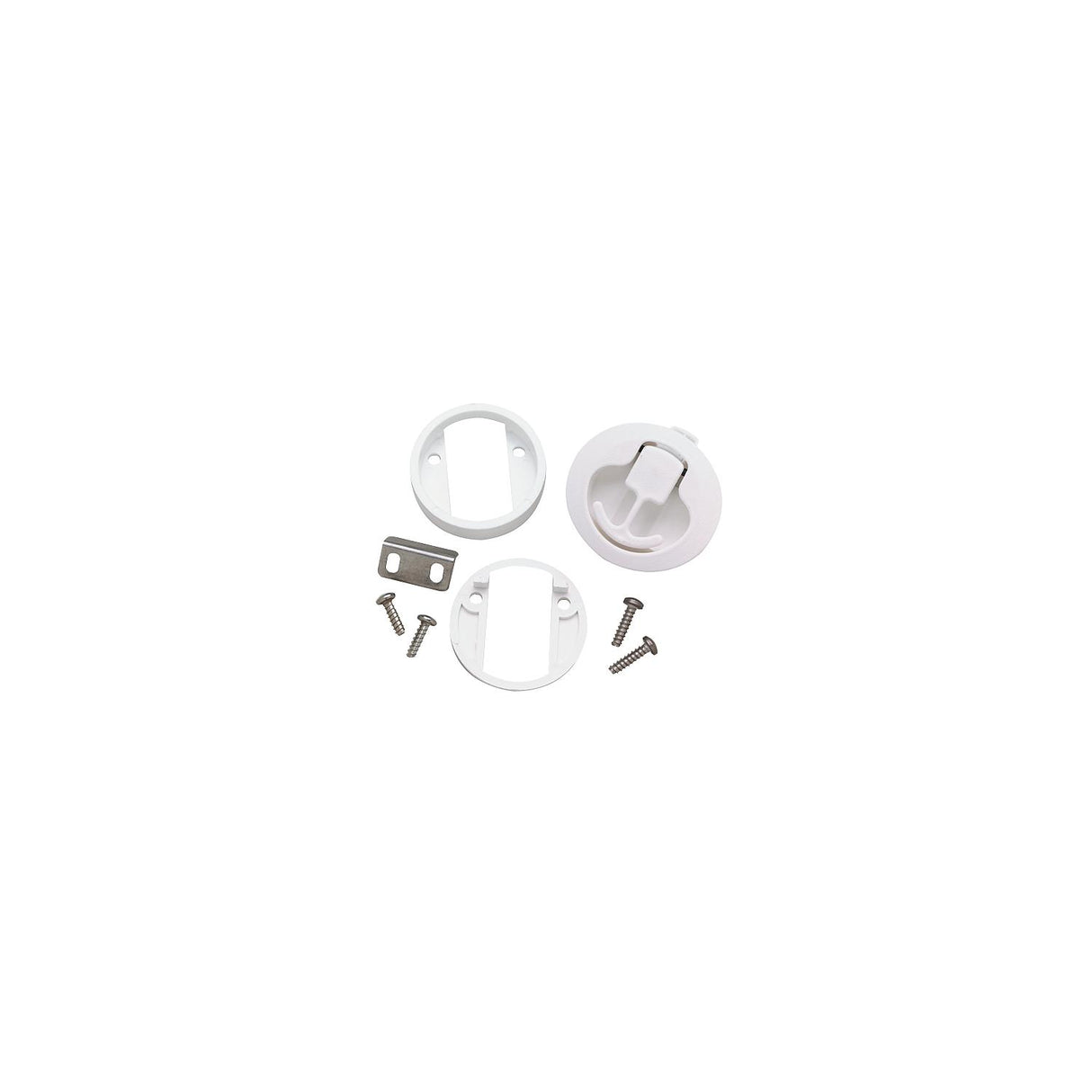 Seachoice 35521 Flush Mount Slam Latch, Rust-Free White Plastic, 2 in. Diameter