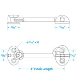 Seachoice Chrome-Plated Cast Brass 3 in. Marine Cabin Door Hook w/ #6 Fastener