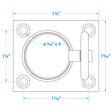 Seachoice Chrome-Plated Cast Brass Square Flush Hatch Ring Pull, 1-1/2 In. X 1-3/4 In.