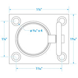 Seachoice Chrome-Plated Cast Brass Square Flush Hatch Ring Pull, 1-1/2 In. X 1-3/4 In.