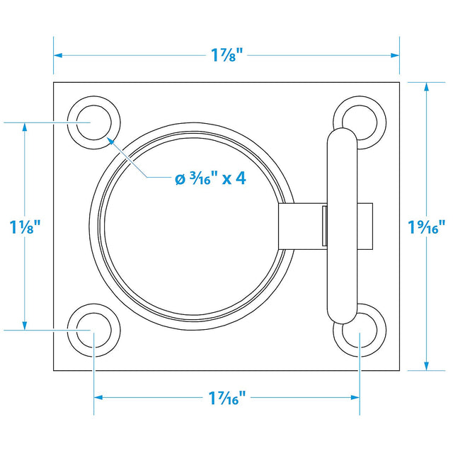 Seachoice Chrome-Plated Cast Brass Square Flush Hatch Ring Pull, 1-1/2 In. X 1-3/4 In.