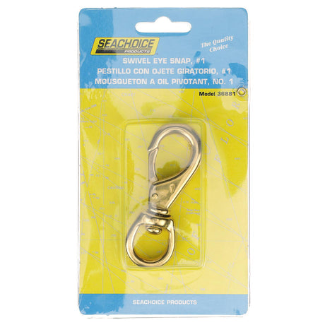 Seachoice Swivel Eye Snap, Cast Brass, Size #1, 3-1/4 In. Long, 5/8 In. ID Eye