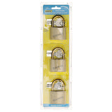 Seachoice Solid Brass Padlock, 2 in., Set of 3 Keyed Alike