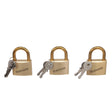 Seachoice Solid Brass Padlock, 2 in., Set of 3 Keyed Alike