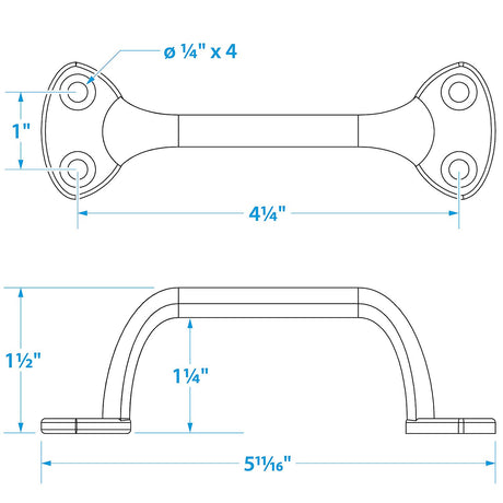 Seachoice Heavy Duty Transom Handle, Triple Chrome-Plated Cast Brass, 6 in. Round Grip