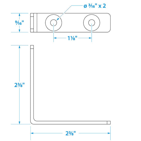Seachoice Marine-Grade 90-Degree Angle Bracket, Polished 304 Stainless Steel, 2-3/8 in. X 1/2 in., Pack of 2