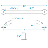 Seachoice Hand Rail, 12 in. Long, 304 Stainless Steel, Accepts 1/4-20 Bolts