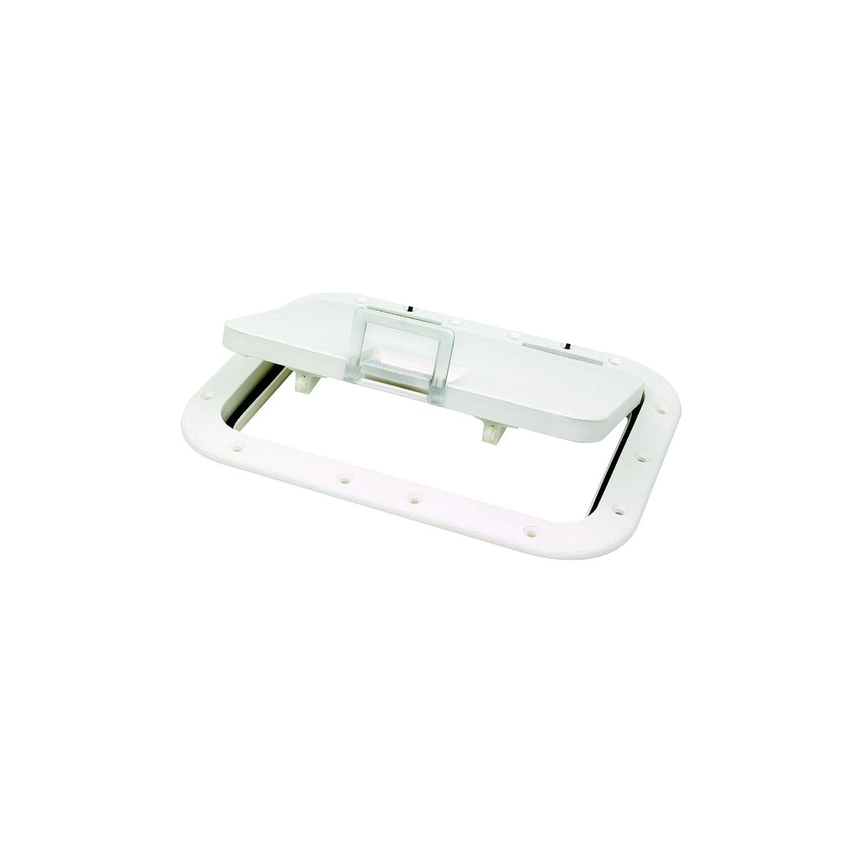 Seachoice White Hinged Hatch, 7 in. X 11 in. Inner Dimensions, Acetone Proof Polypropylene