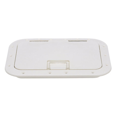 Seachoice White Hinged Hatch, 7 in. X 11 in. Inner Dimensions, Acetone Proof Polypropylene