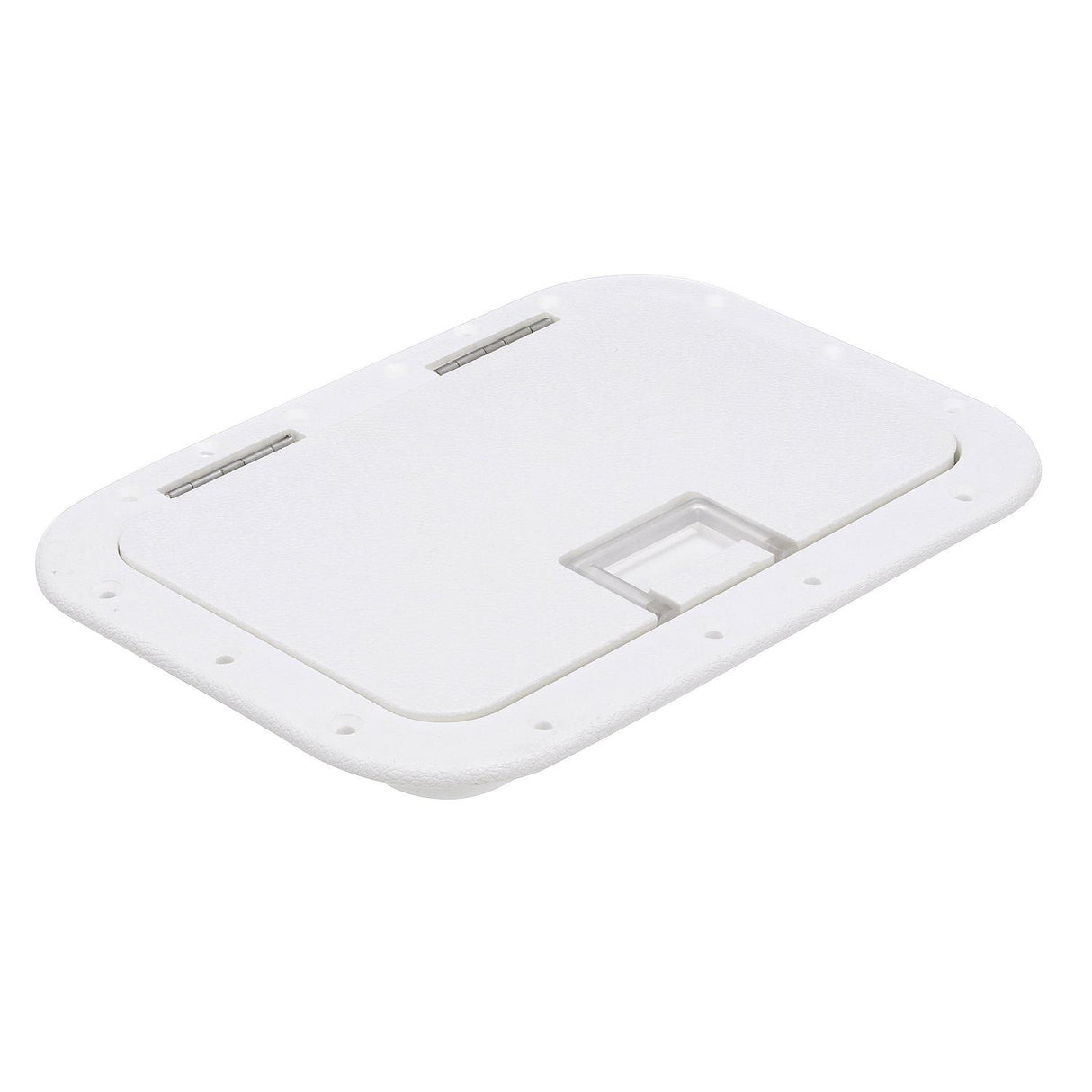 Seachoice Hinged Hatch, Arctic White, 7 in. X 11 in. Inner Dimensions, Acetone Proof Polypropylene