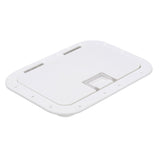 Seachoice Hinged Hatch, Arctic White, 7 in. X 11 in. Inner Dimensions, Acetone Proof Polypropylene