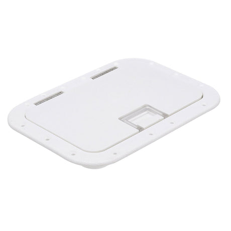 Seachoice Hinged Hatch, Arctic White, 7 in. X 11 in. Inner Dimensions, Acetone Proof Polypropylene
