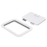 Seachoice Hinged Hatch, Arctic White, 7 in. X 11 in. Inner Dimensions, Acetone Proof Polypropylene