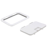 Seachoice Hinged Hatch, Arctic White, 7 in. X 11 in. Inner Dimensions, Acetone Proof Polypropylene