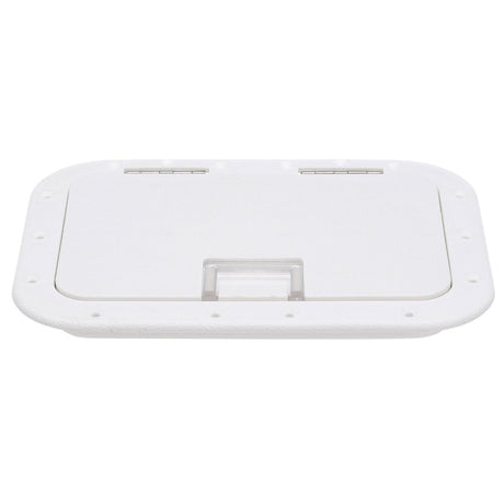 Seachoice Hinged Hatch, Arctic White, 7 in. X 11 in. Inner Dimensions, Acetone Proof Polypropylene