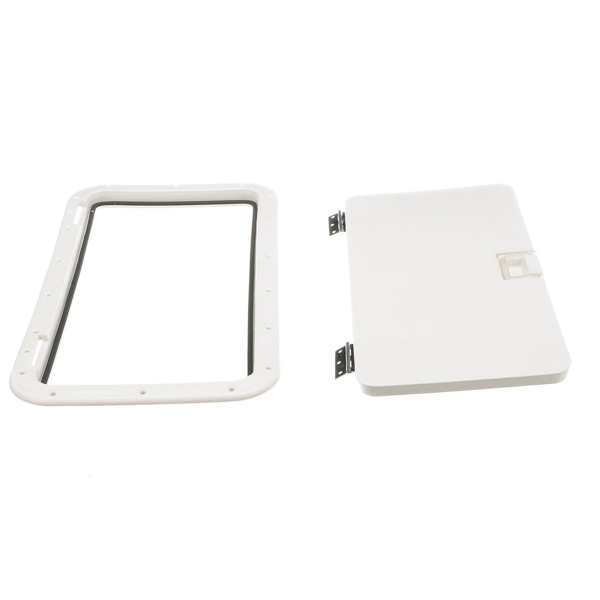 Seachoice White Handle Hatch, 10 in. X 20 in., Stainless Steel Hinge