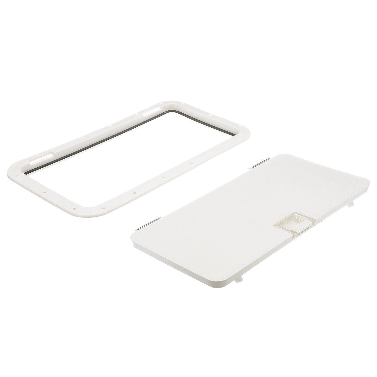 Seachoice White Handle Hatch, 10 in. X 20 in., Stainless Steel Hinge