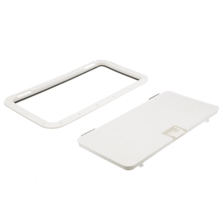 Seachoice White Handle Hatch, 10 in. X 20 in., Stainless Steel Hinge