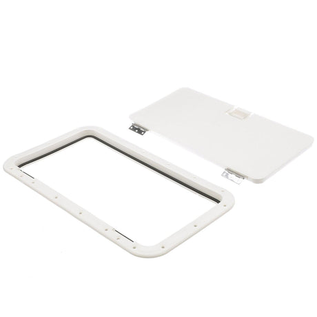Seachoice White Handle Hatch, 10 in. X 20 in., Stainless Steel Hinge