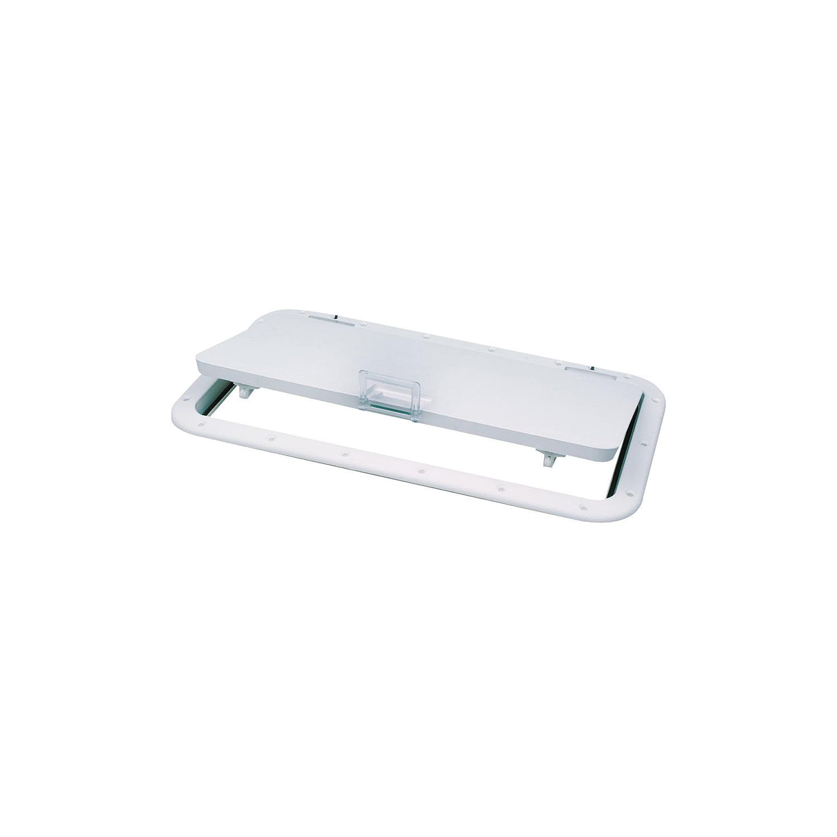 Seachoice Handle Hatch, Arctic White, 10 in. X 20 in., Stainless Steel Hinge