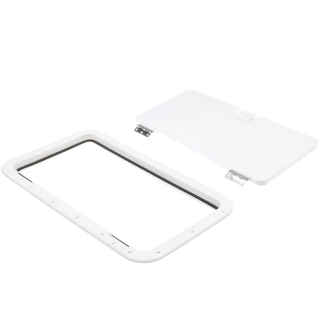 Seachoice Handle Hatch, Arctic White, 10 in. X 20 in., Stainless Steel Hinge