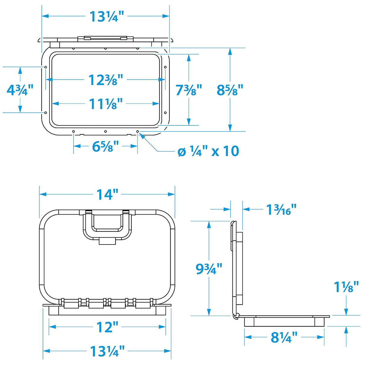 Seachoice Offshore Hinged Low-Profile Hatch, White, 7 In. X 11 In.