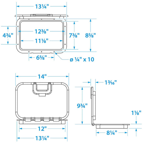 Seachoice Offshore Hinged Low-Profile Hatch, White, 7 In. X 11 In.