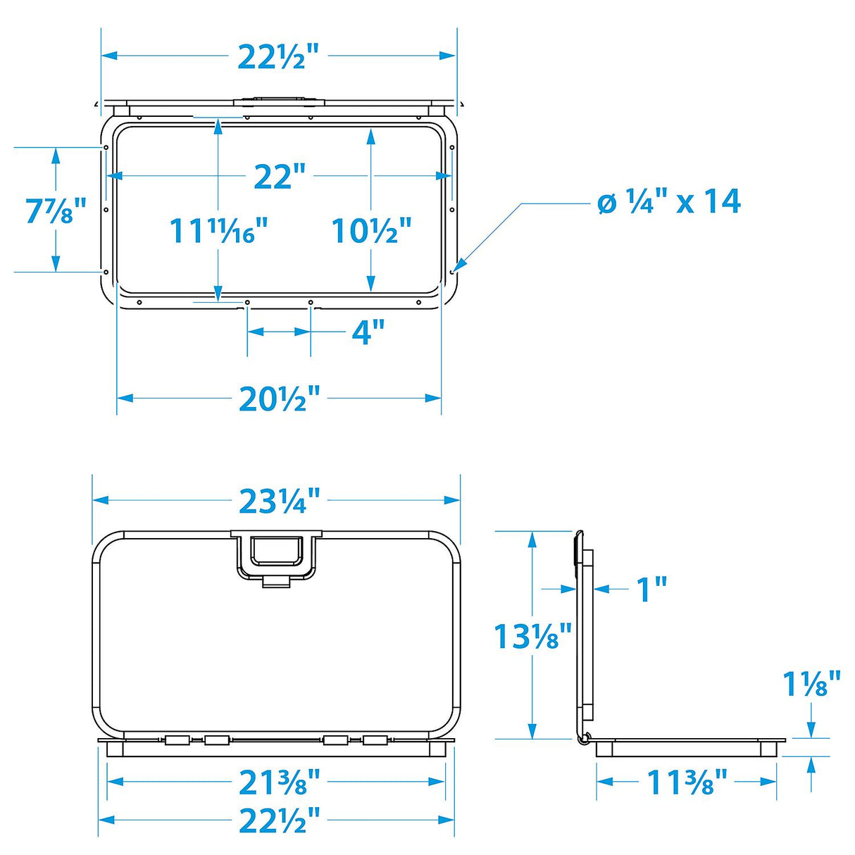 Seachoice White Offshore Hinged Low-Profile Hatch, 10 In. X 20 In.