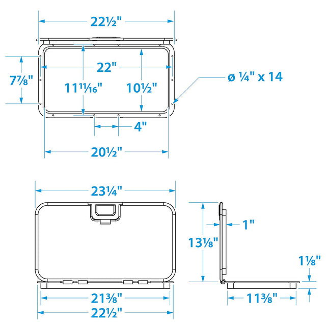 Seachoice White Offshore Hinged Low-Profile Hatch, 10 In. X 20 In.