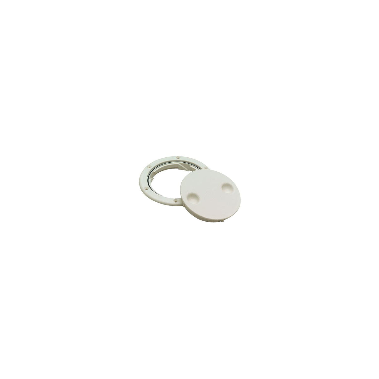 Seachoice 39421 Twist 'N' Lock Deck Plate, White Base and Lid, Up to 8-1/2 in. Diameter