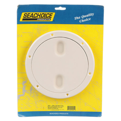 Seachoice Twist 'N' Lock Marine Boat Deck Plate, White Finish, Up to 6-1/2 In.