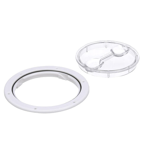 Seachoice 39401 Twist 'N' Lock Deck Plate, White w/ Clear Insert, Up to 6-1/2 In. Diameter