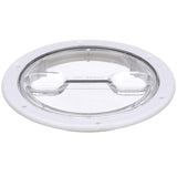 Seachoice 39401 Twist 'N' Lock Deck Plate, White w/ Clear Insert, Up to 6-1/2 In. Diameter