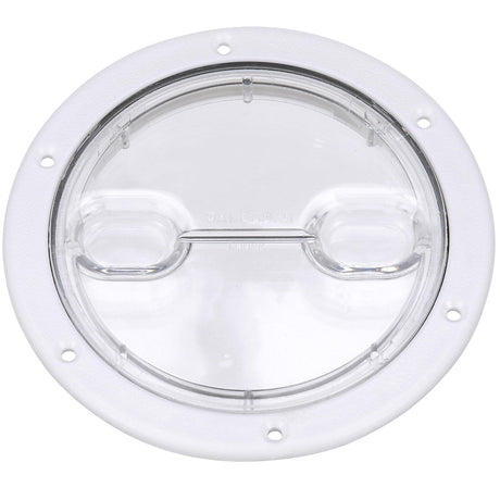 Seachoice 39401 Twist 'N' Lock Deck Plate, White w/ Clear Insert, Up to 6-1/2 In. Diameter