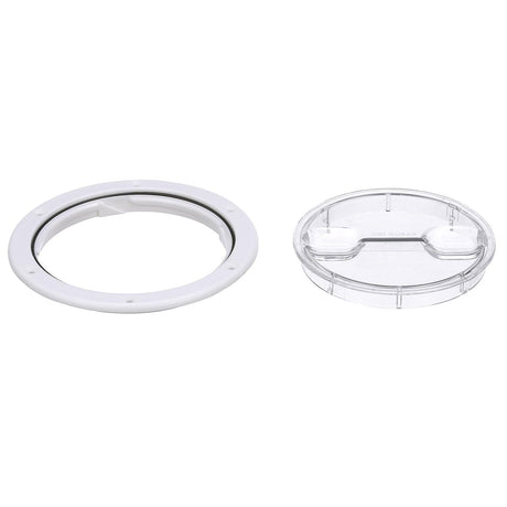 Seachoice 39401 Twist 'N' Lock Deck Plate, White w/ Clear Insert, Up to 6-1/2 In. Diameter