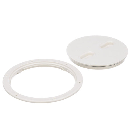 Seachoice 39421 Twist 'N' Lock Deck Plate, White Base and Lid, Up to 8-1/2 in. Diameter
