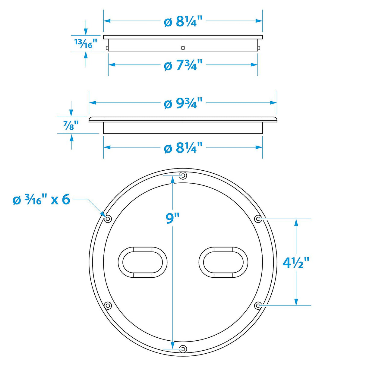 Seachoice 39421 Twist 'N' Lock Deck Plate, White Base and Lid, Up to 8-1/2 in. Diameter