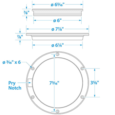 Seachoice White Pry-Up Deck Plate, Watertight, Up to 6-1/2 in. Diameter Hole