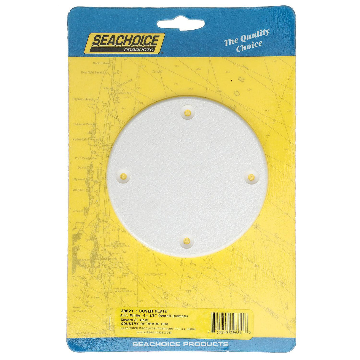 Seachoice 39621 Marine Boat Cover Plate, Arctic White, 4-1/8 in. Outer Diameter