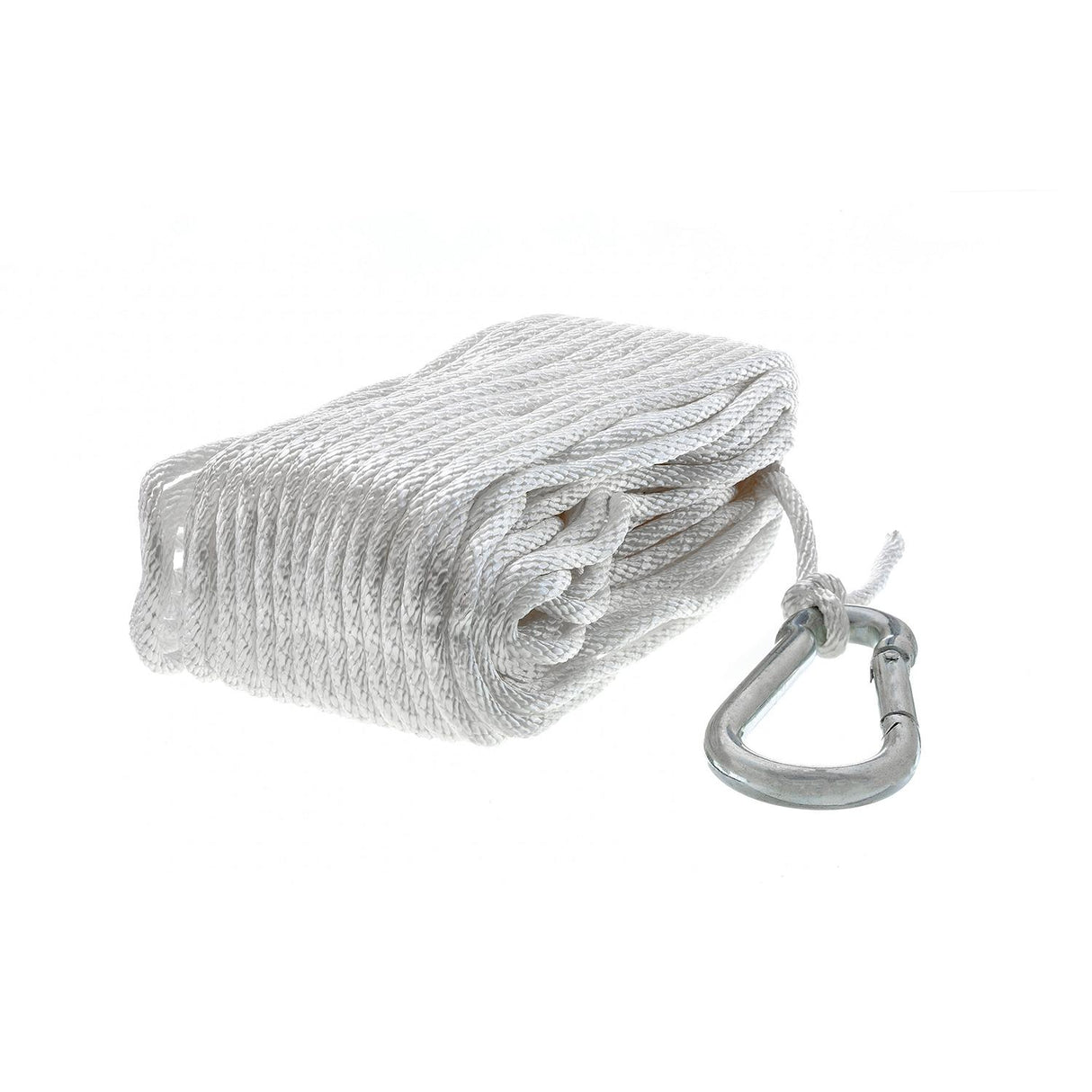 Seachoice Anchor Line Rope, Hollow Braid, Polypropylene, White, Spring Hook, 3/16 In. X 100 Ft.