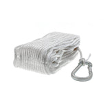 Seachoice Anchor Line Rope, Hollow Braid, Polypropylene, White, Spring Hook, 3/16 In. X 100 Ft.