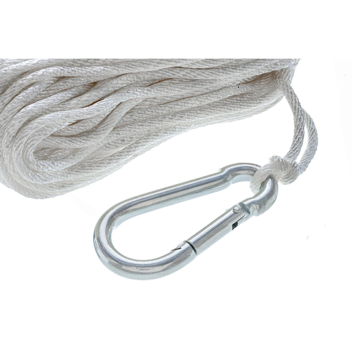 Seachoice Anchor Line Rope, Hollow Braid, Polypropylene, White, Spring Hook, 3/16 In. X 100 Ft.