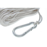 Seachoice Anchor Line Rope, Hollow Braid, Polypropylene, White, Spring Hook, 3/16 In. X 100 Ft.
