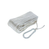 Seachoice Anchor Line Rope, Hollow Braid, Polypropylene, White, Spring Hook, 3/16 In. X 100 Ft.