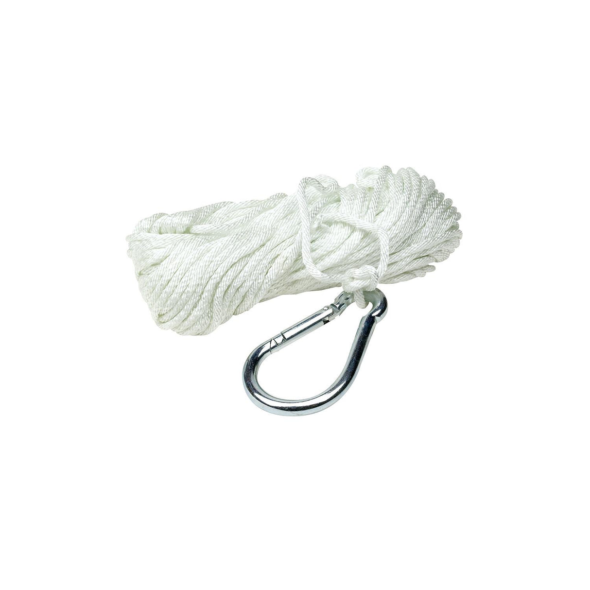 Seachoice Anchor Line Rope, Braided Nylon, White, Spring Hook, 3/16 In. X 100 Ft.